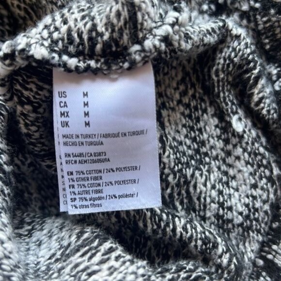 American Eagle Outfitters Hooded Zip-Up Sweater Black/White Drawstring Hem Sz M - Picture 8 of 11